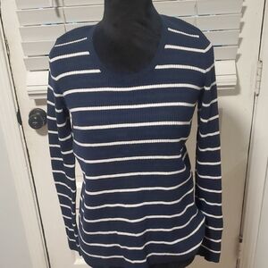 Gap Navy and White Striped Knit Top